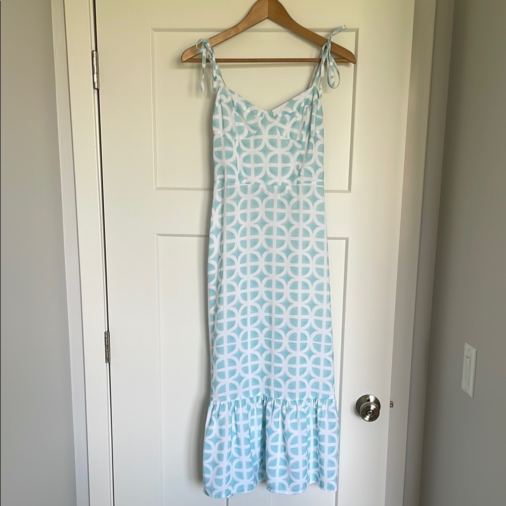 NWT Kenny Flowers The Maldives Light Blue and White Patterned Dress Size S